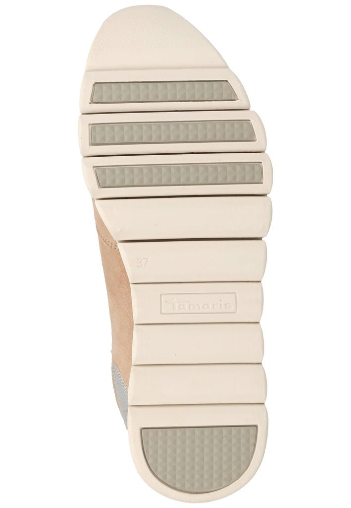 Tamaris Sneaker Leder/Textil Beige/Silber - surf4shoes