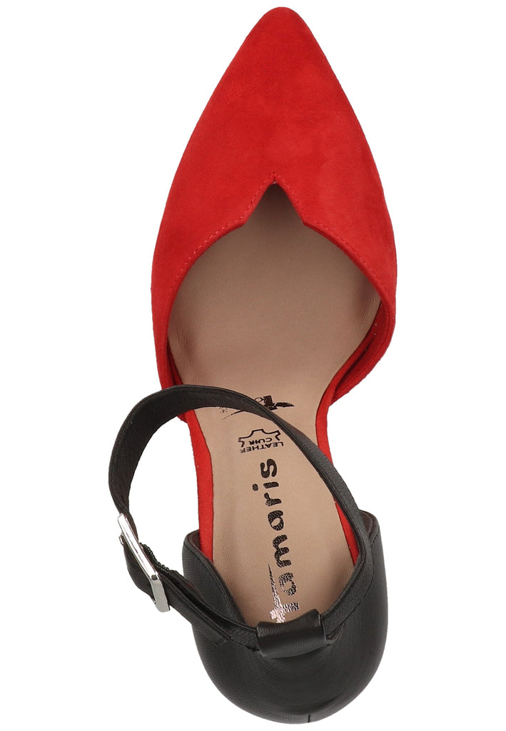 Tamaris Pumps Leder Schwarz/Rot - surf4shoes
