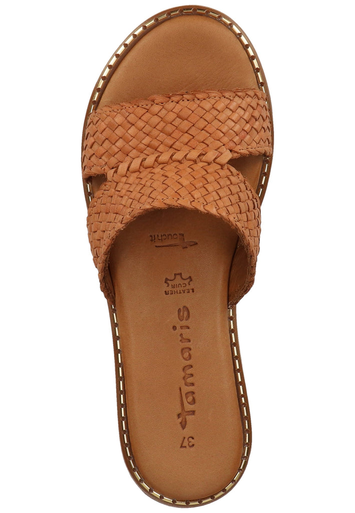 Tamaris Pantoletten Leder Nuss - surf4shoes