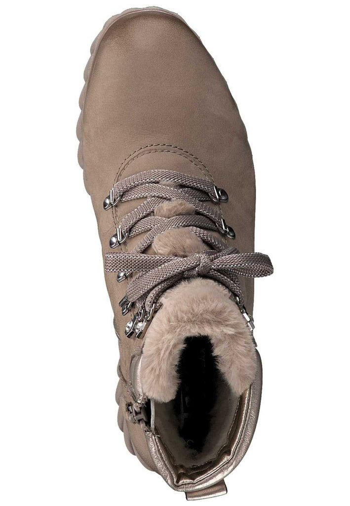 Tamaris Stiefelette Leder/Textil Taupe Warmfutter - surf4shoes