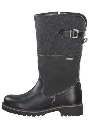 Tamaris Stiefel Leder/Textil Schwarz Warmfutter - surf4shoes