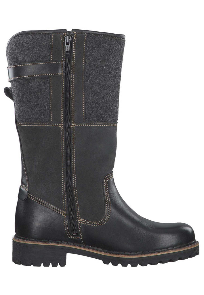 Tamaris Stiefel Leder/Textil Schwarz Warmfutter - surf4shoes