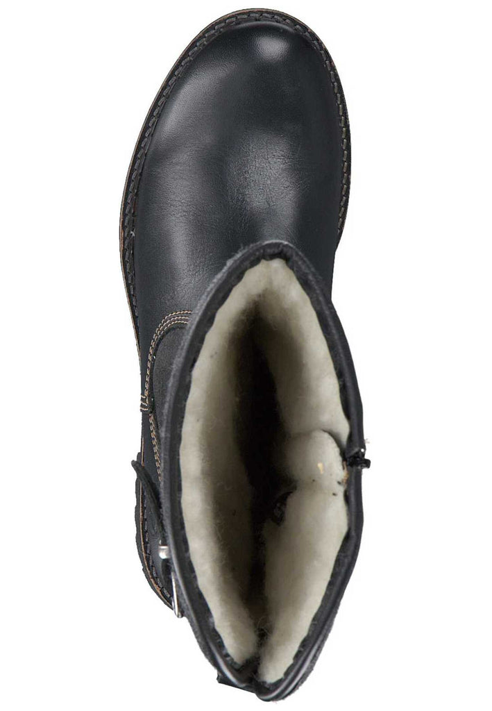 Tamaris Stiefel Leder/Textil Schwarz Warmfutter - surf4shoes