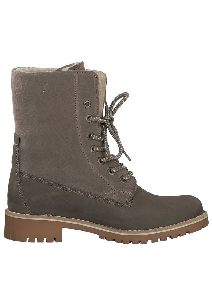 Tamaris Stiefelette Leder Taupe Warmfutter - surf4shoes