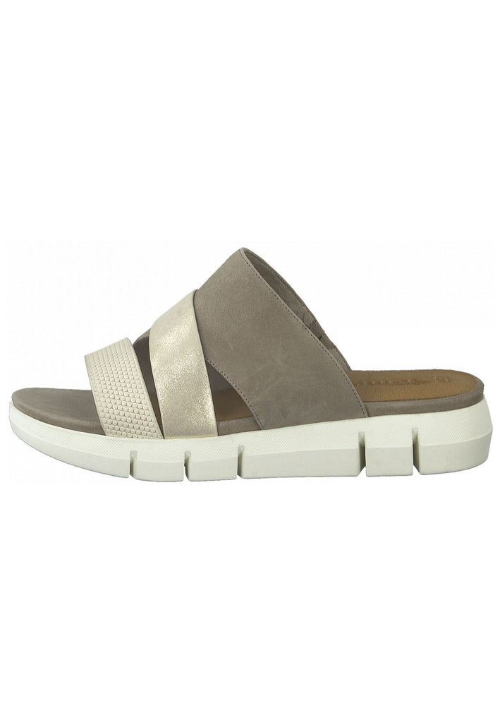 Tamaris Pantoletten Leder Stein - surf4shoes
