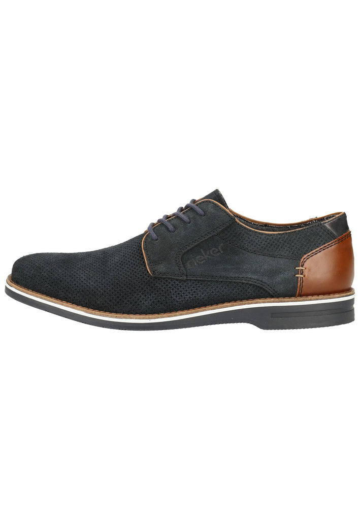 Rieker Halbschuhe Veloursleder Blau/Braun - surf4shoes