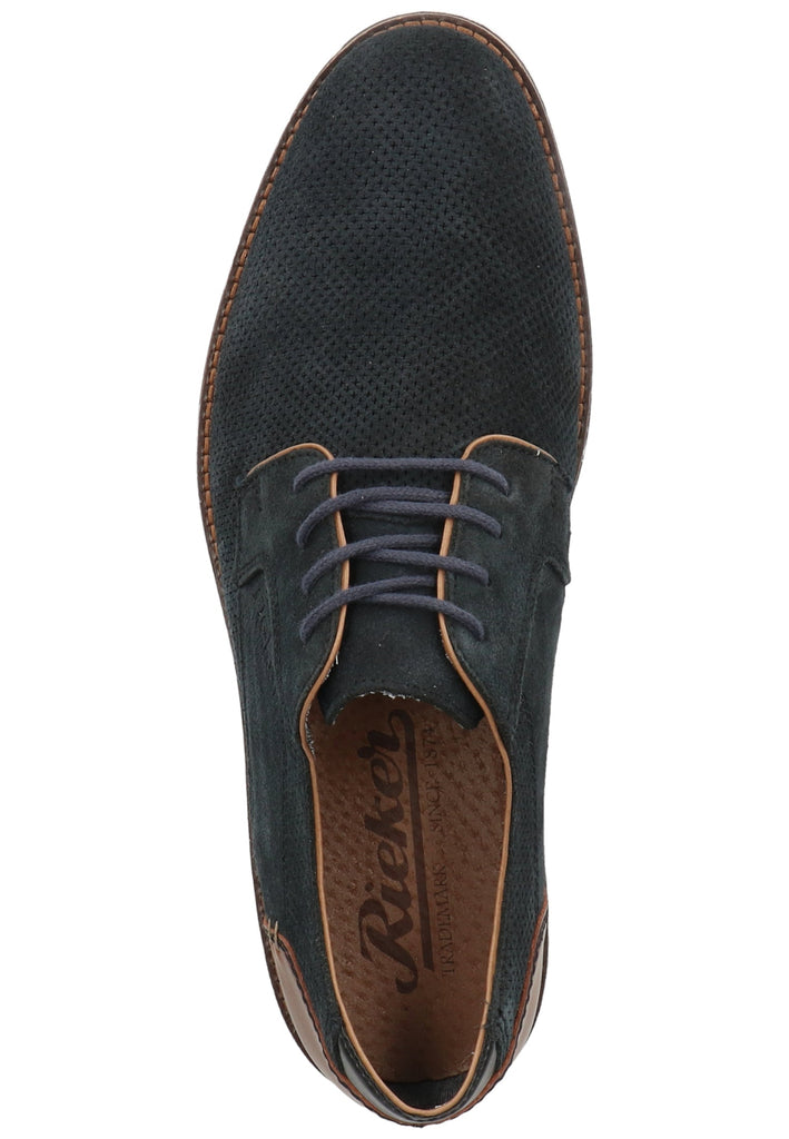 Rieker Halbschuhe Veloursleder Blau/Braun - surf4shoes