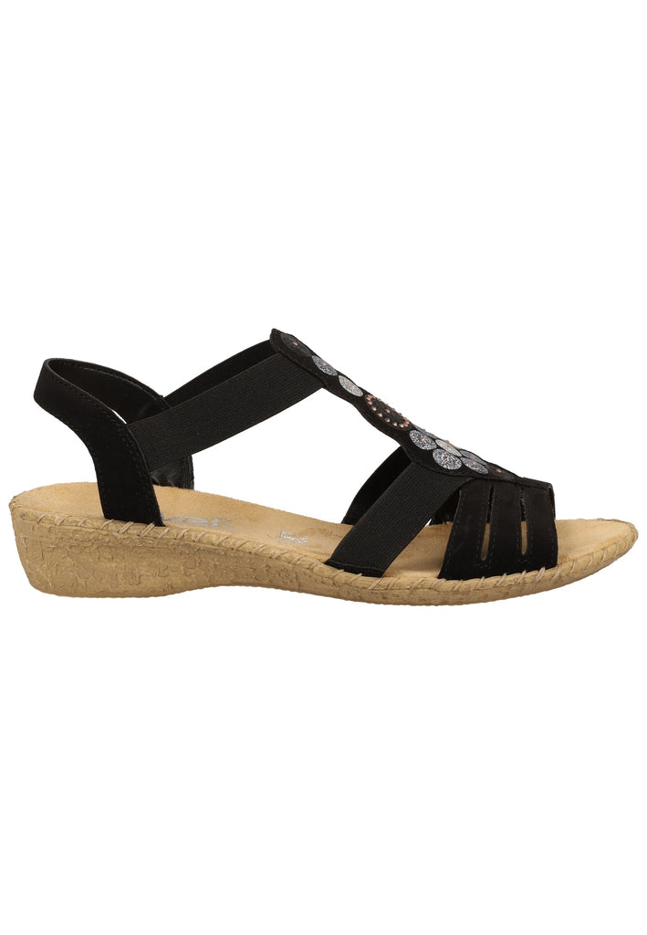 Rieker Sandalen Lederimitat Schwarz - surf4shoes