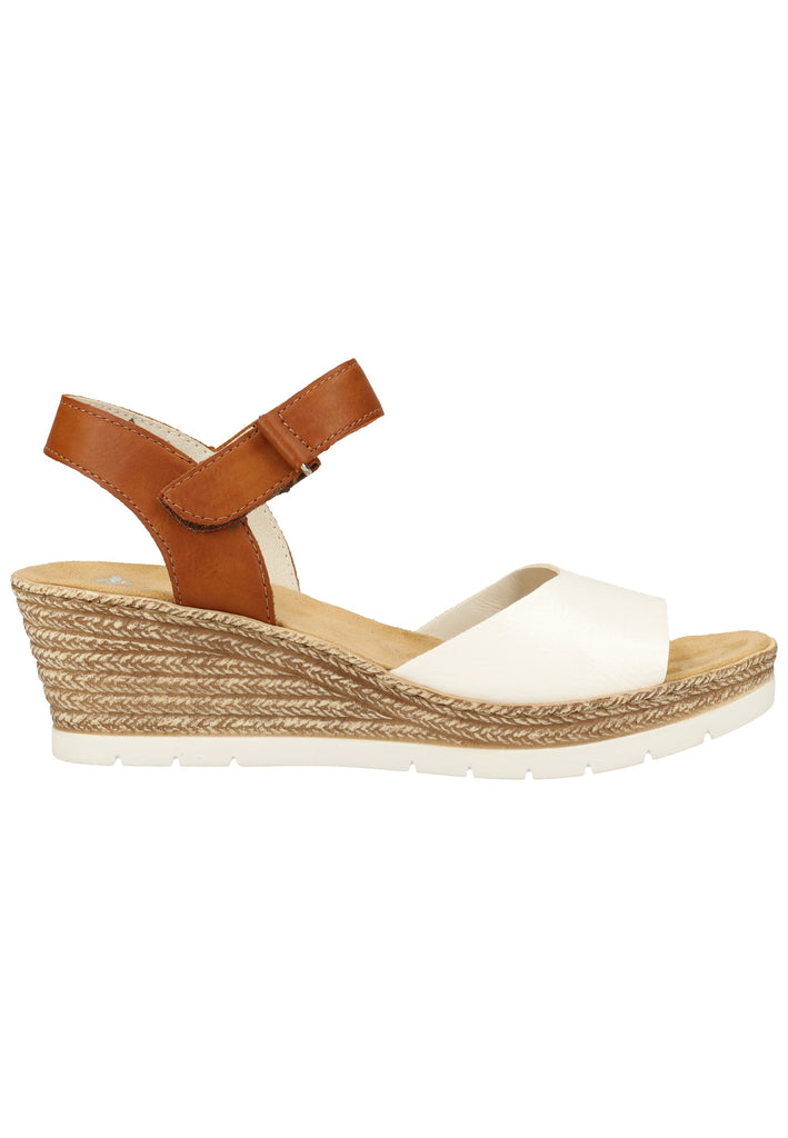 Rieker Sandalen Lederimitat Weiß/Braun - surf4shoes