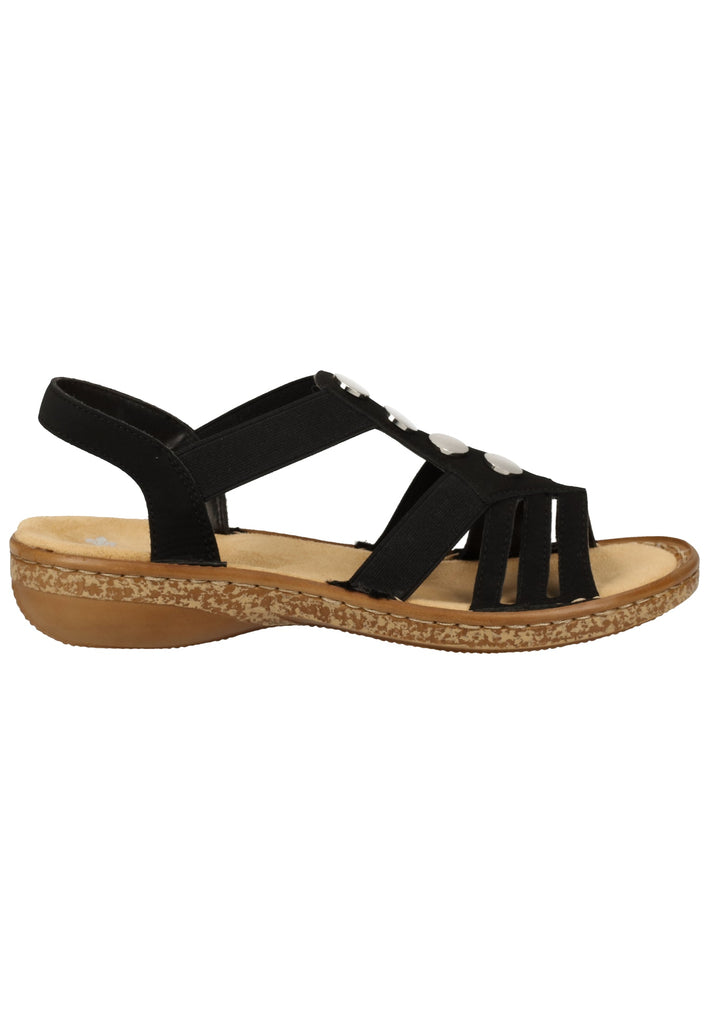 Rieker Sandalen Lederimitat Schwarz - surf4shoes