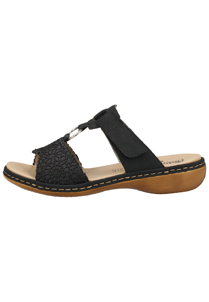 Rieker Pantoletten Lederimitat Pazifik - surf4shoes