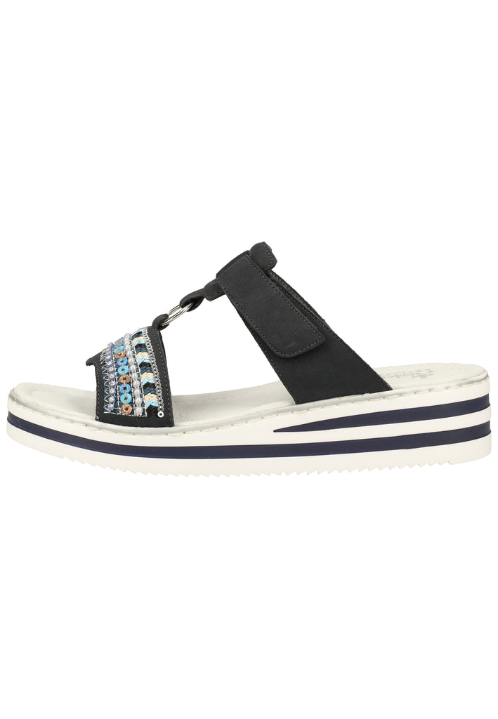 Rieker Pantoletten Lederimitat Pazifik - surf4shoes