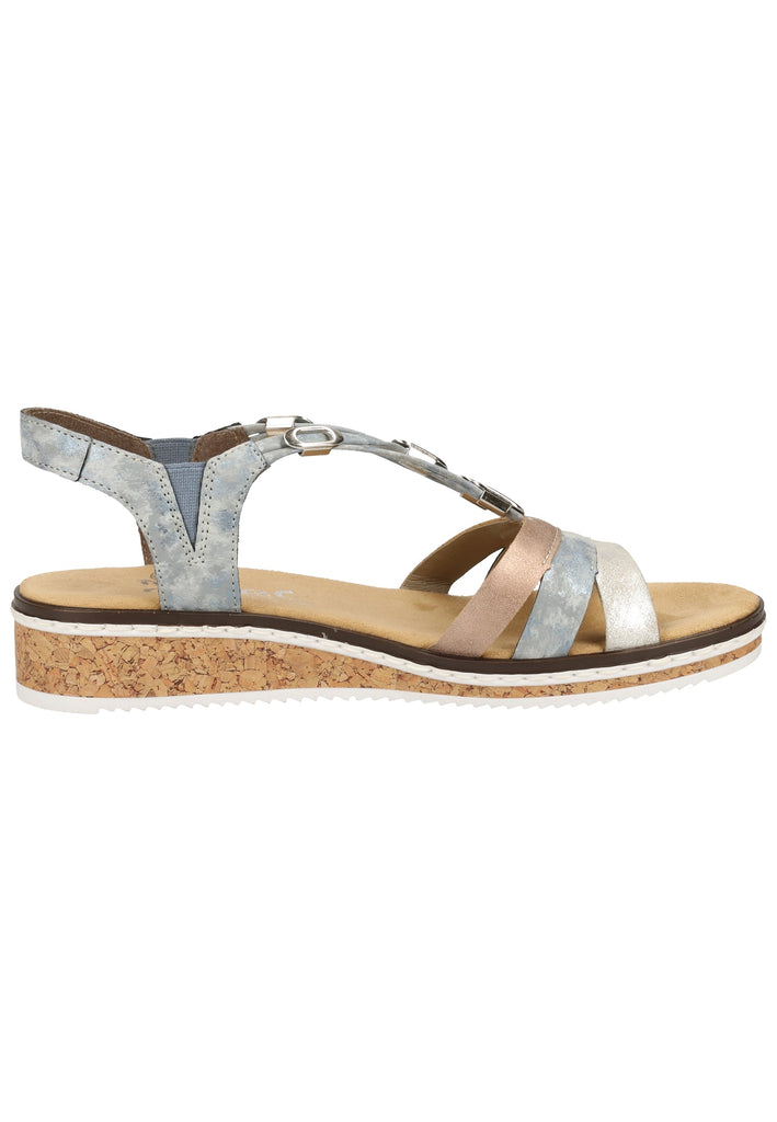 Rieker Sandalen Lederimitat Blau/Silber - surf4shoes