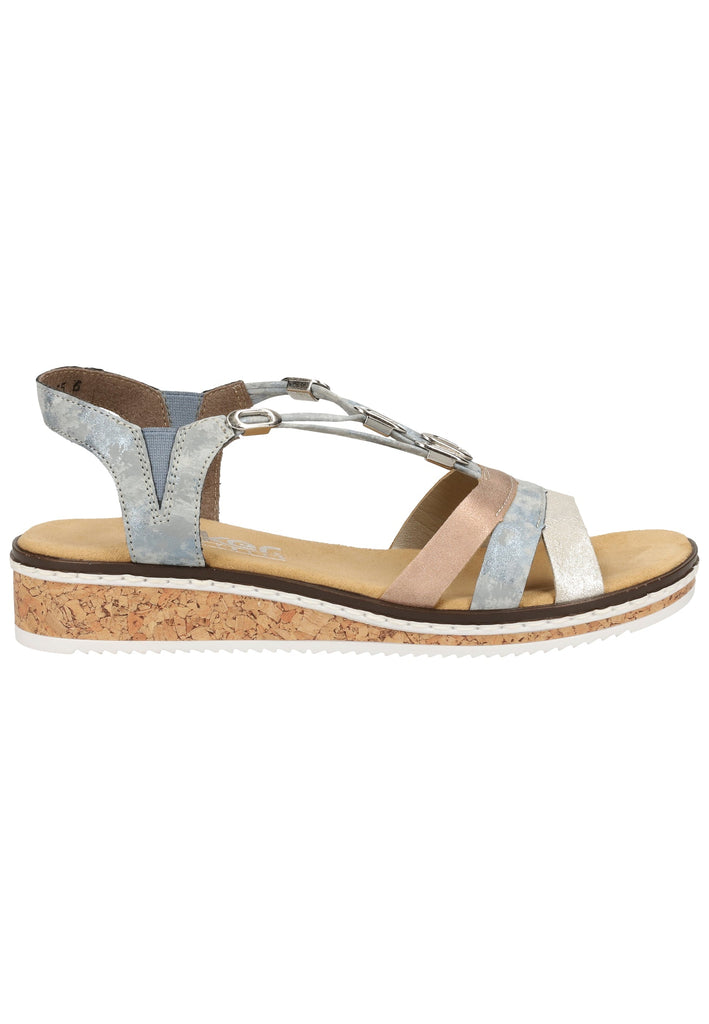 Rieker Sandalen Lederimitat Blau/Silber - surf4shoes