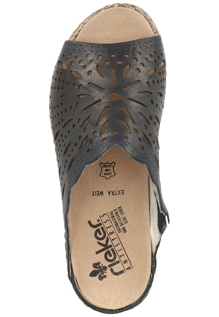 Rieker Pantoletten Glattleder Pazifik - surf4shoes