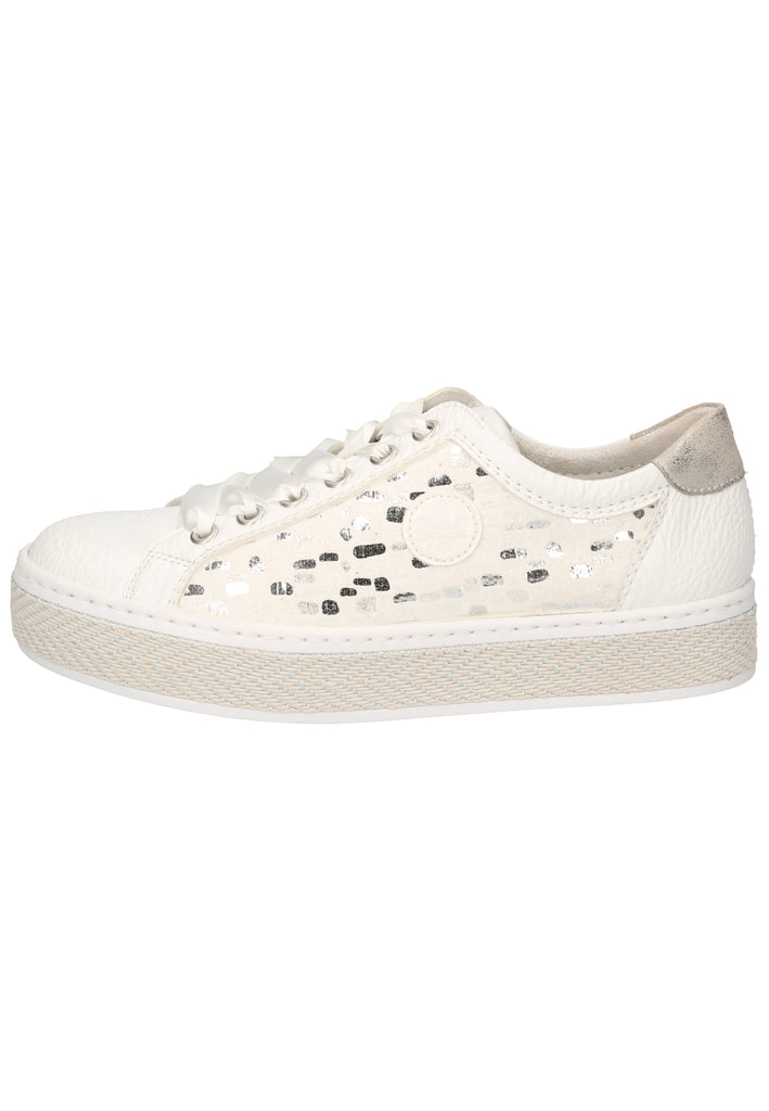 Rieker Sneaker Lederimitat Weiß/Silber - surf4shoes