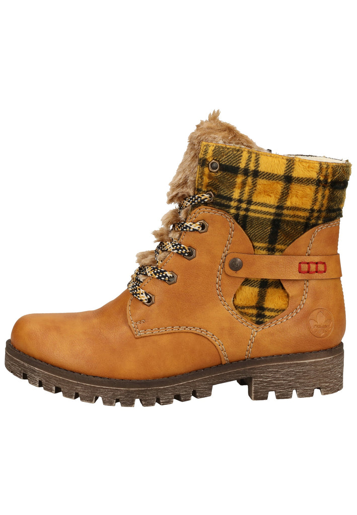 Rieker Stiefelette Lederimitat Gelb Warmfutter - surf4shoes