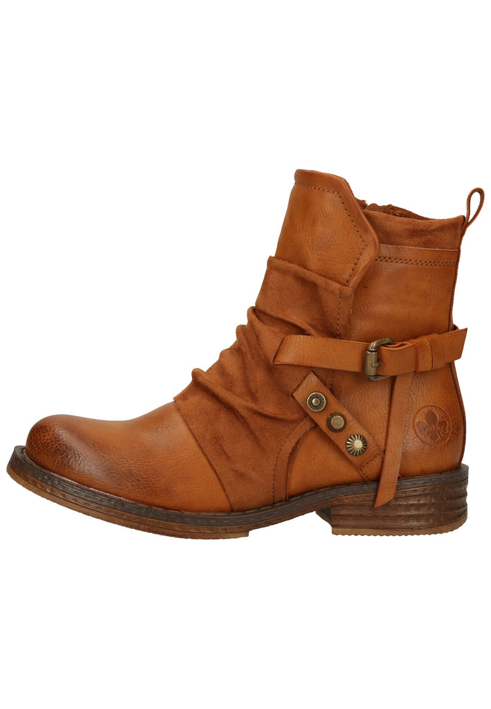 Rieker Stiefelette Lederimitat Rotbraun - surf4shoes
