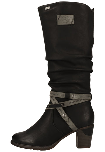 Rieker Stiefel Lederimitat Schwarz - surf4shoes