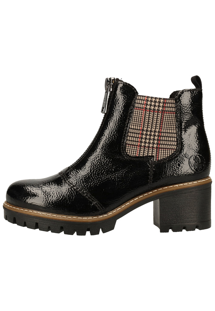 Rieker Stiefelette Lederimitat Schwarz/Beige Warmfutter - surf4shoes