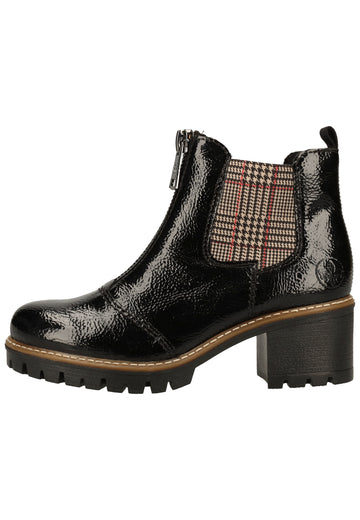 Rieker Stiefelette Lederimitat Schwarz/Beige Warmfutter - surf4shoes