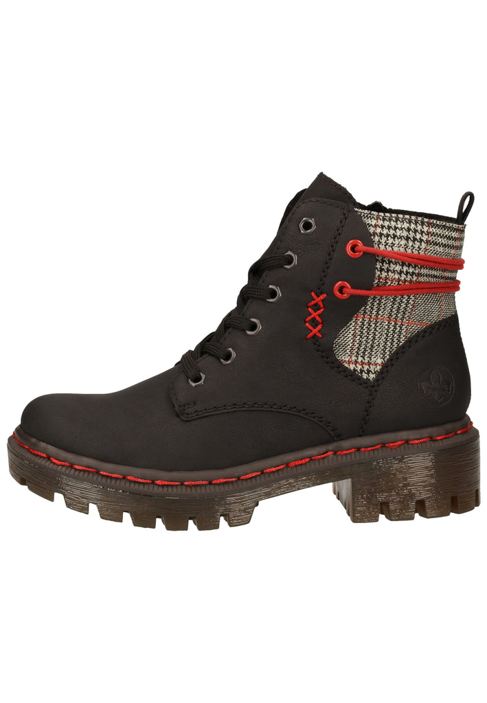 Rieker Stiefelette Lederimitat Schwarz/grau Warmfutter - surf4shoes