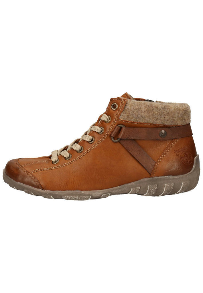 Rieker Stiefelette Lederimitat Mittelbraun Warmfutter - surf4shoes