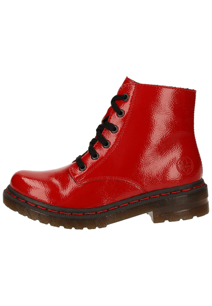 Rieker Stiefelette Lederimitat Rot Lack - surf4shoes