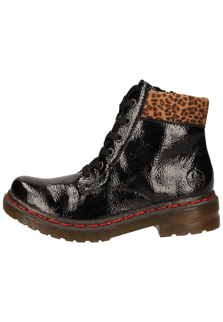 Rieker Stiefelette Lederimitat Schwarz Lack - surf4shoes