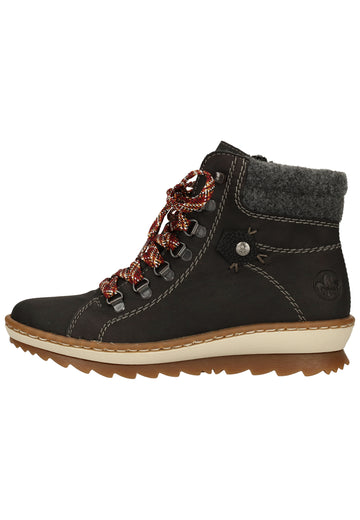 Rieker Stiefelette Lederimitat Schwarz Warmfutter - surf4shoes