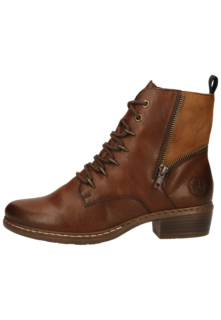 Rieker Stiefelette Lederimitat Mittelbraun Warmfutter - surf4shoes