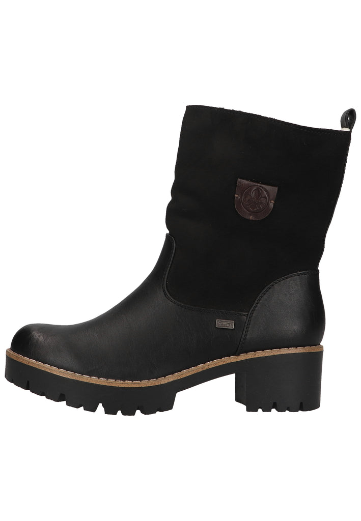 Rieker Stiefelette Lederimitat/Textil Schwarz/Braun Warmfutter - surf4shoes
