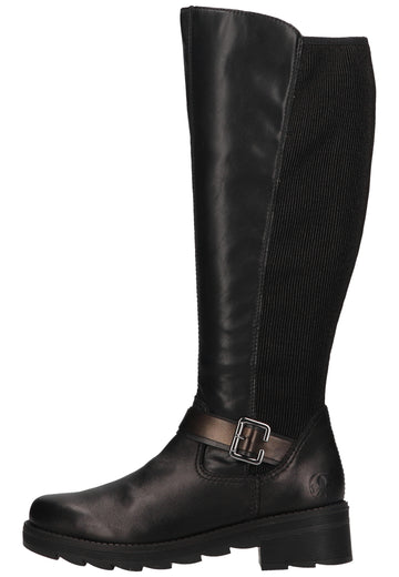 Rieker Stiefel Lederimitat Schwarz - surf4shoes