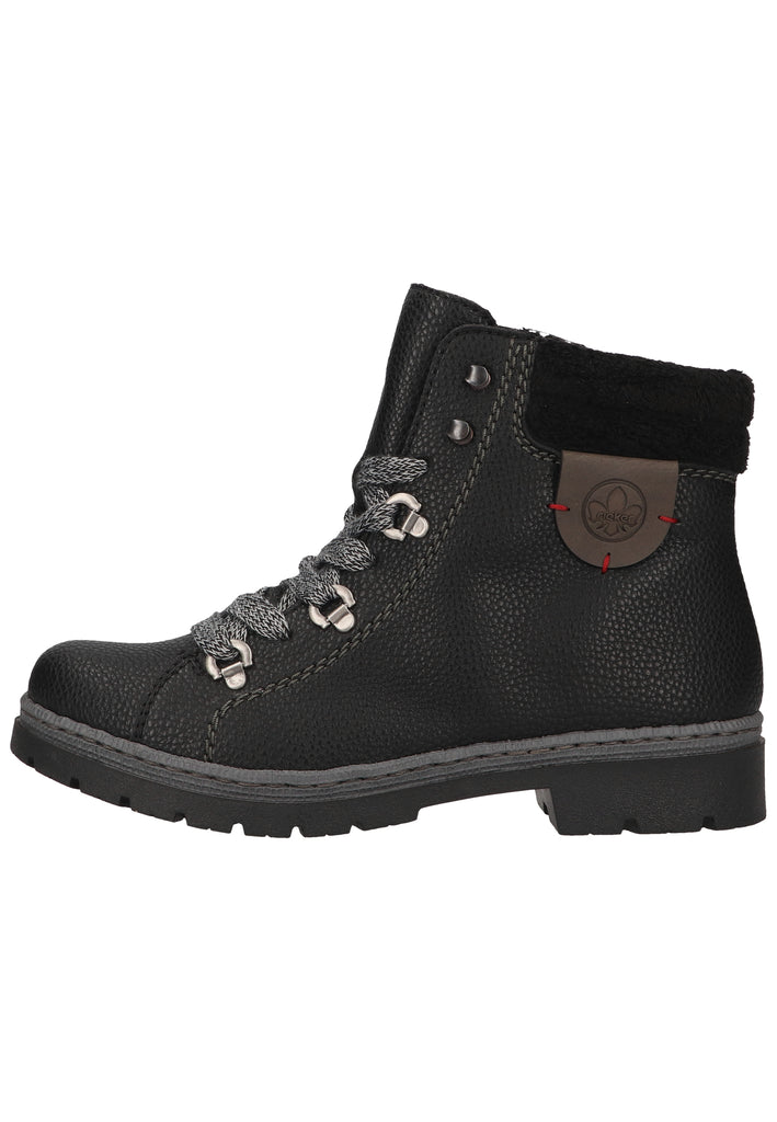 Rieker Stiefelette Lederimitat/Textil Schwarz/grau Warmfutter - surf4shoes