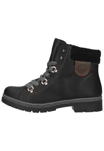 Rieker Stiefelette Lederimitat/Textil Schwarz/grau Warmfutter - surf4shoes