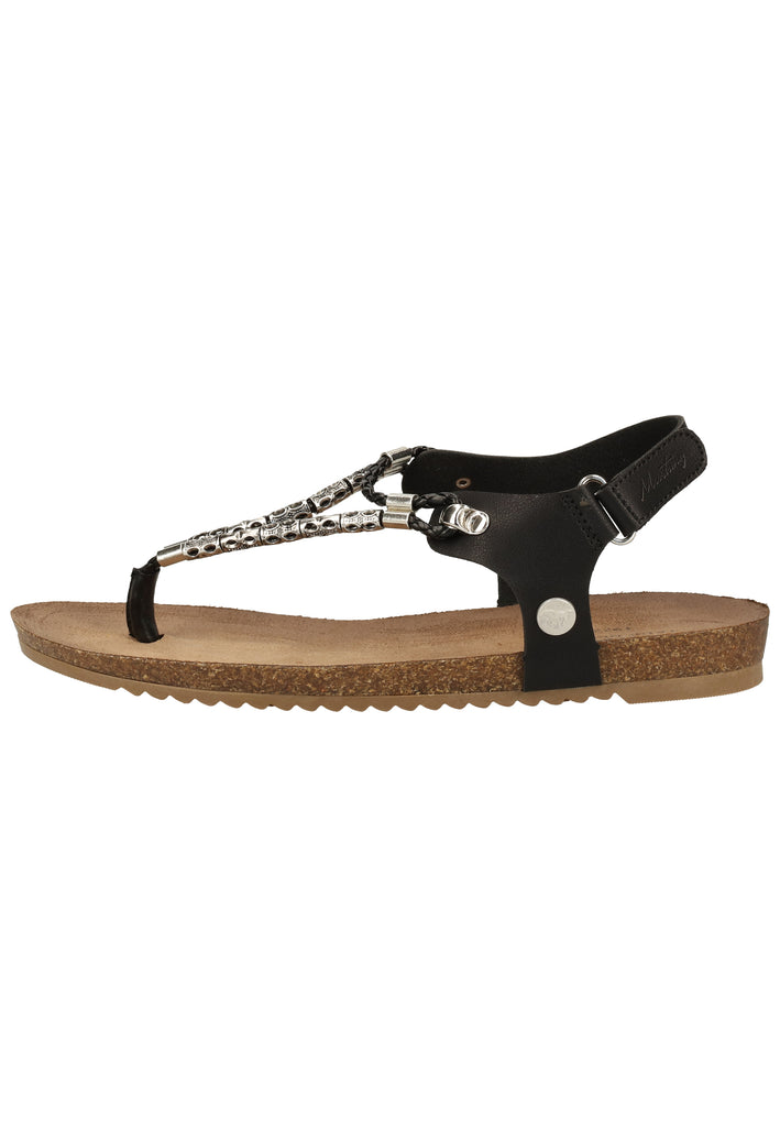 Mustang Sandalen Lederimitat Schwarz - surf4shoes
