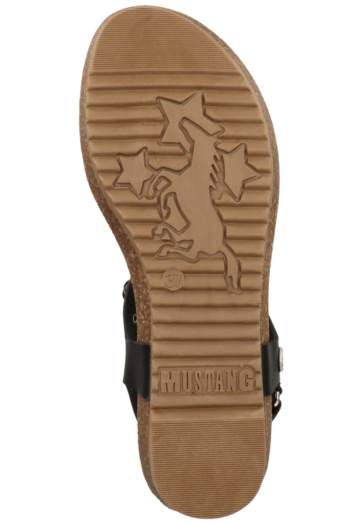 Mustang Sandalen Lederimitat Schwarz - surf4shoes