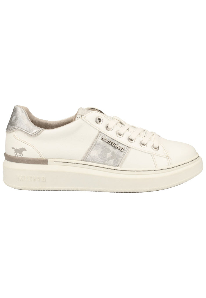 Mustang Sneaker Lederimitat Weiß/Silber - surf4shoes