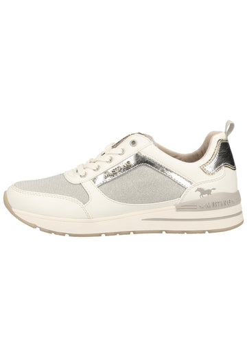 Mustang Halbschuhe Lederimitat/Textil Weiß/Silber - surf4shoes