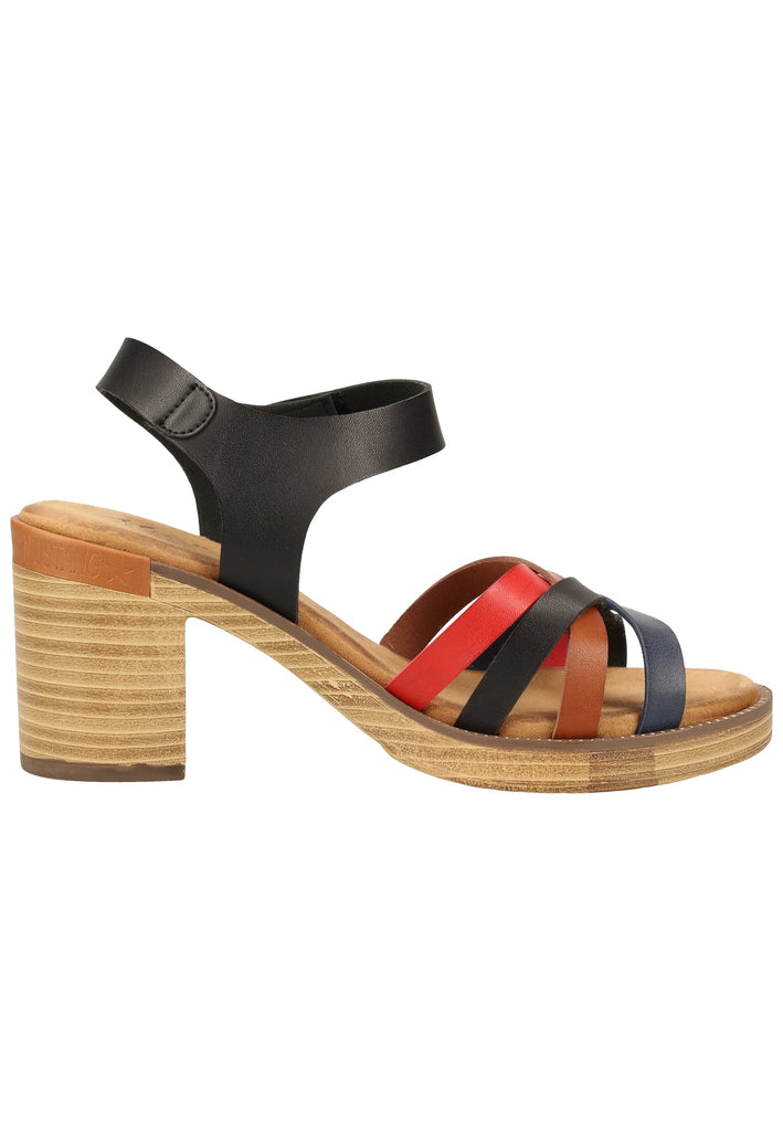 Mustang Sandalen Lederimitat Schwarz Multi - surf4shoes