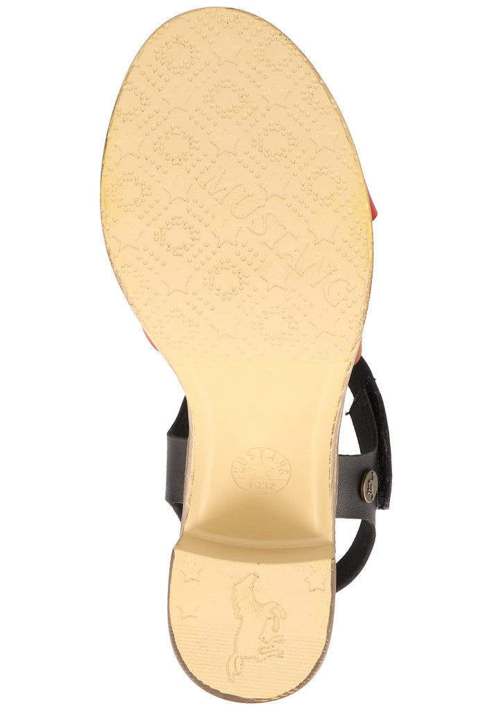 Mustang Sandalen Lederimitat Schwarz Multi - surf4shoes