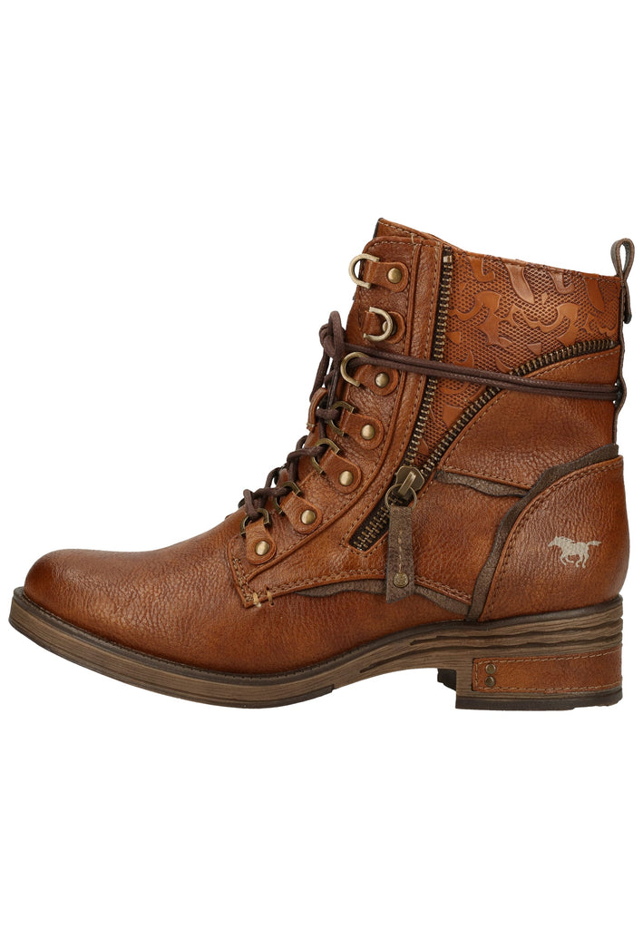 Mustang Stiefelette Lederimitat Cognac Warmfutter - surf4shoes