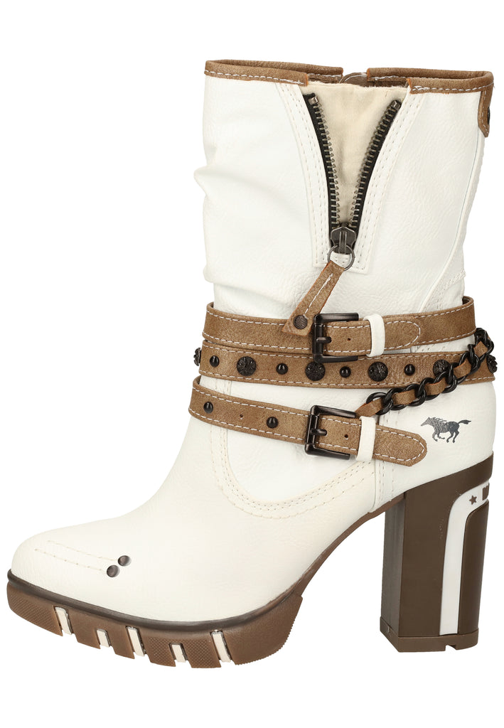 Mustang Stiefelette Lederimitat Weiß - surf4shoes