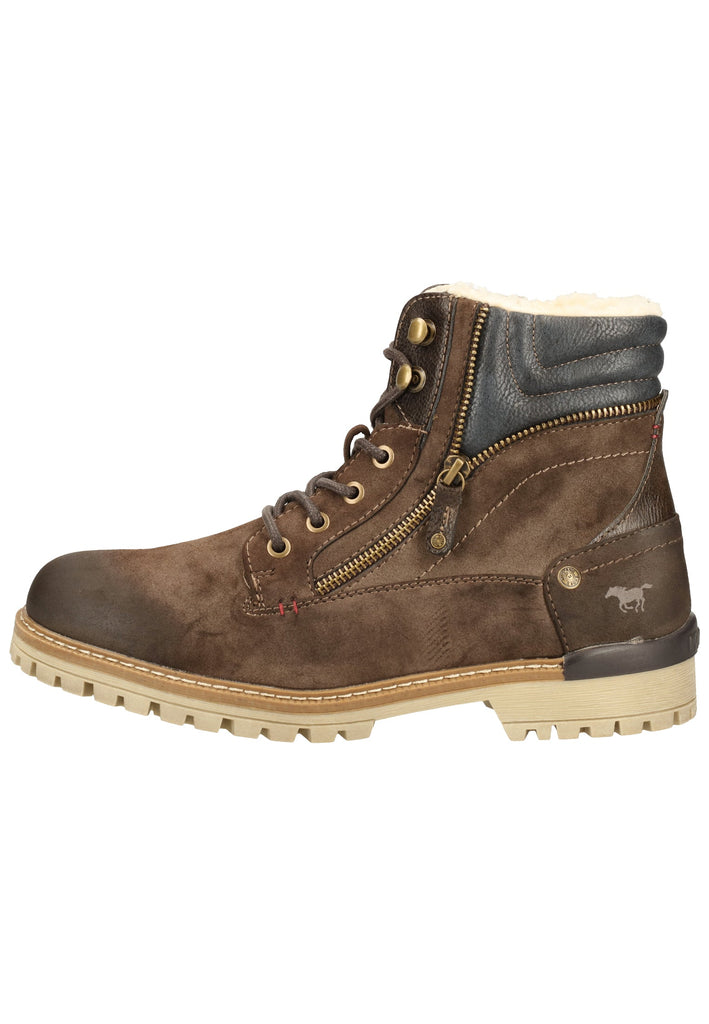 Mustang Stiefelette Lederimitat Dunkelbraun Warmfutter - surf4shoes