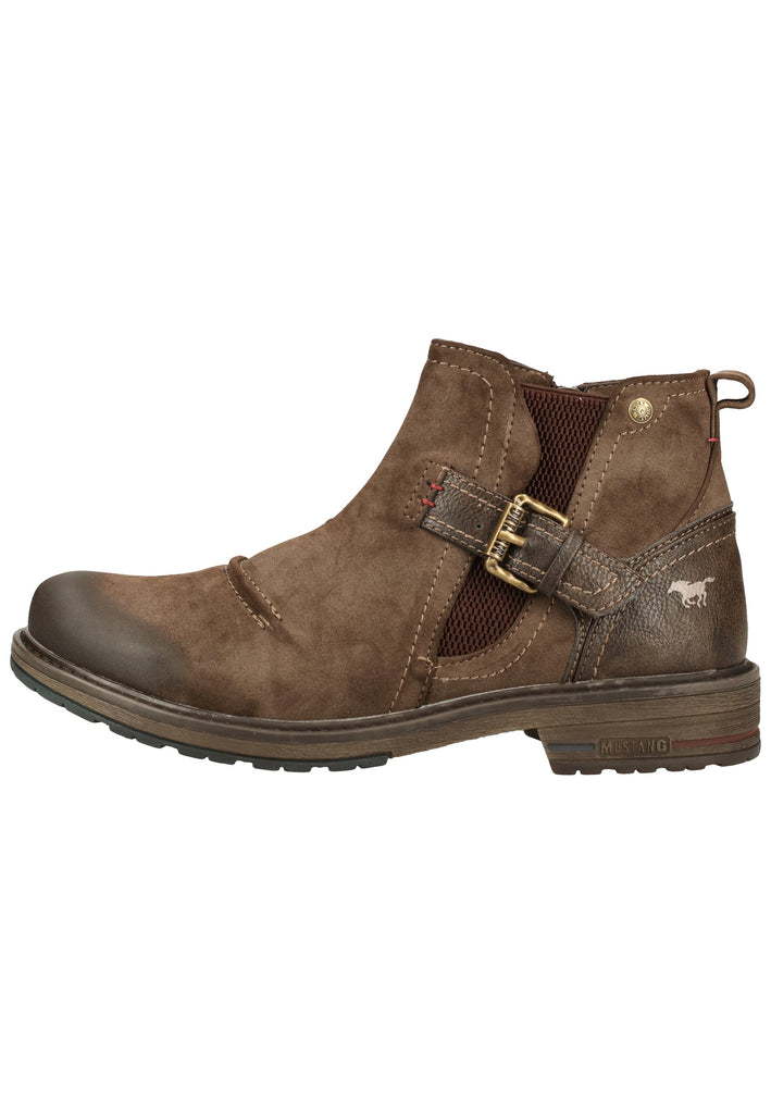Mustang Stiefelette Lederimitat Dunkelbraun Warmfutter - surf4shoes