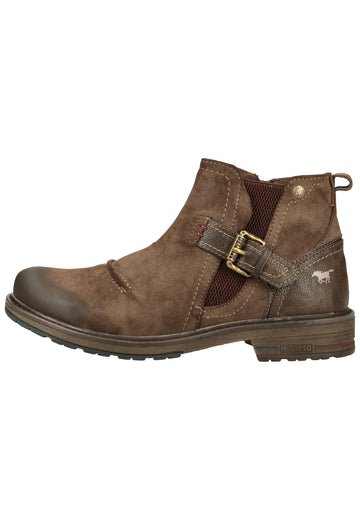 Mustang Stiefelette Lederimitat Dunkelbraun Warmfutter - surf4shoes