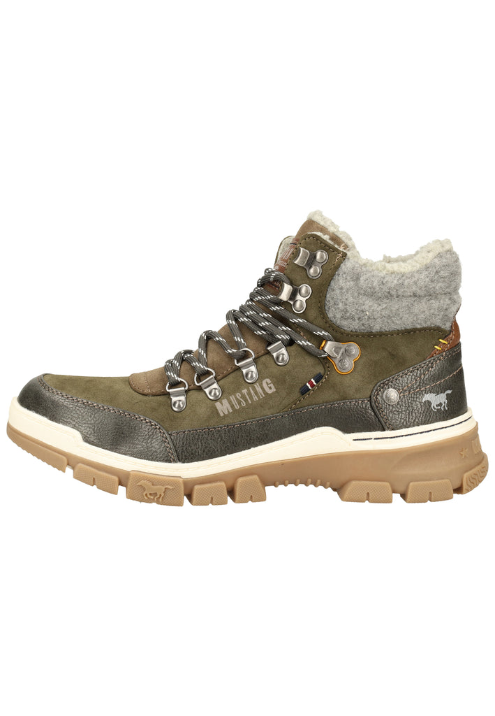 Mustang Stiefelette Lederimitat Oliv Warmfutter - surf4shoes