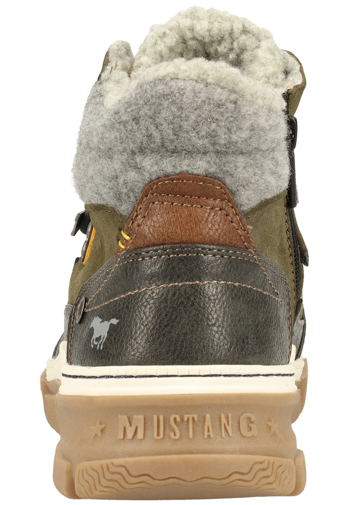Mustang Stiefelette Lederimitat Oliv Warmfutter - surf4shoes