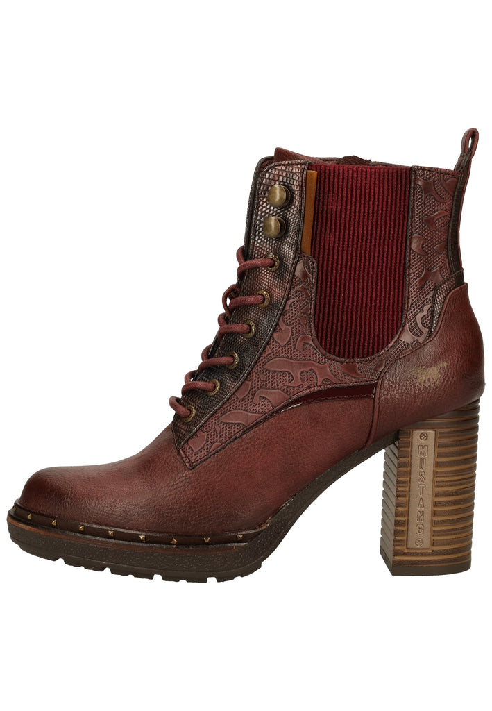 Mustang Stiefelette Lederimitat Bordeaux - surf4shoes