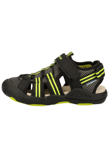 Geox Sandalen Lederimitat/Mesh Schwarz/Lime - surf4shoes